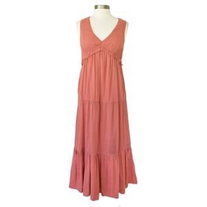 Rachel Zoe Sleeveless Tiered Maxi Dress Terracotta Boho V-neck XS